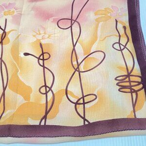 Women's Scarf Rectangle Cream Yellow Maroon 21in x 65in